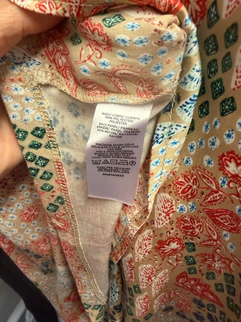 LOFT Floral Cinched Sleeve Tie Neck Mixed Media Blouse Top Sz M
